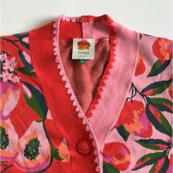 Farm Rio mixed papaya, knit cardigan XL Amaya papaya love Island - Picture 10 of 14